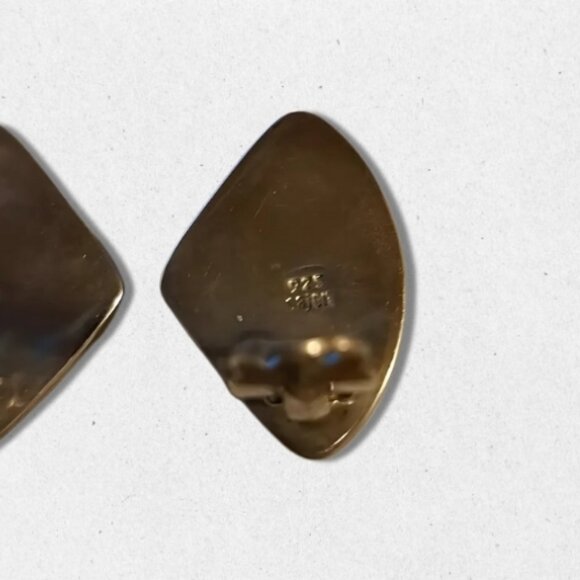 Sajen Mother of Pearl Earrings Clip-On Style 925 Sterling Silver/Brown Women's - Picture 2 of 4